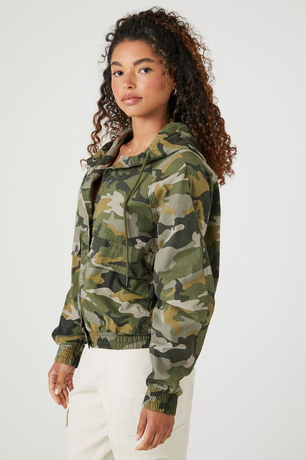 Twill Camo Print Hooded Jacket | Forever 21 Product Image