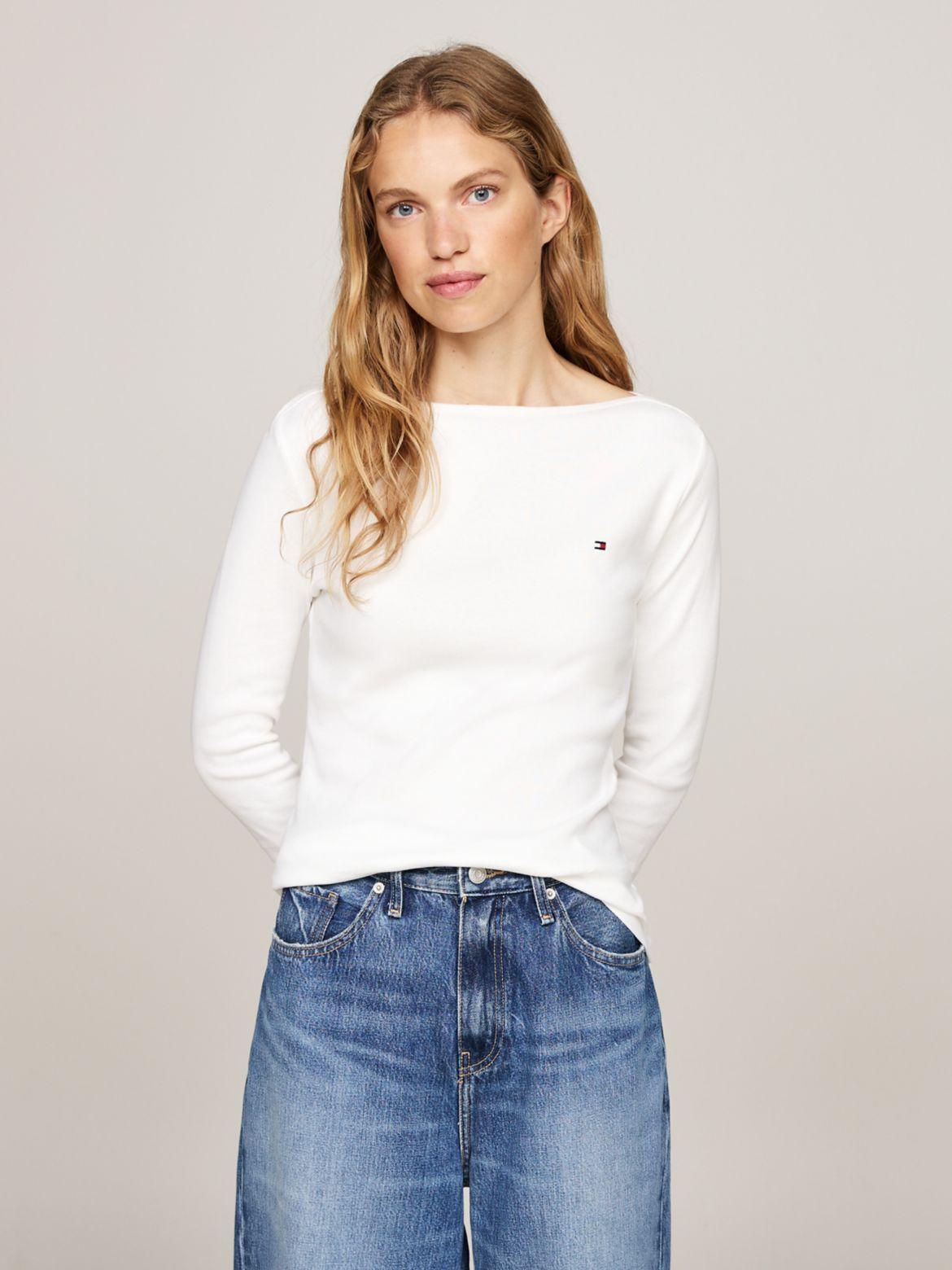 Tommy Hilfiger Women's Boatneck 3/4 Sleeve Slim Fit T-Shirt Product Image