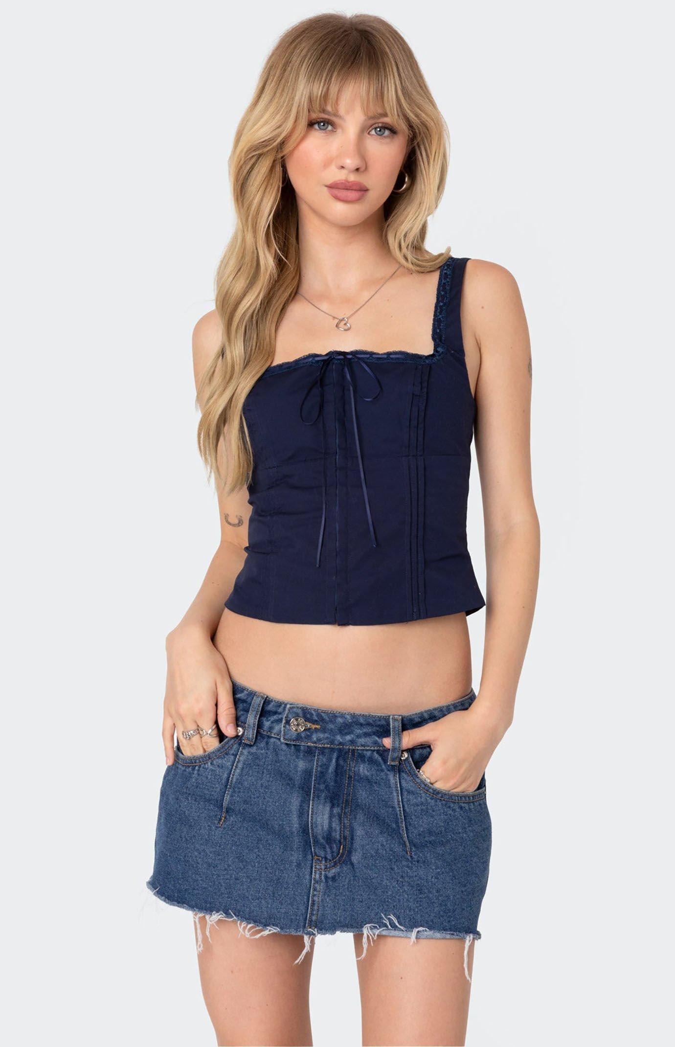 Edikted Women's Square Neck Poplin Corset Product Image