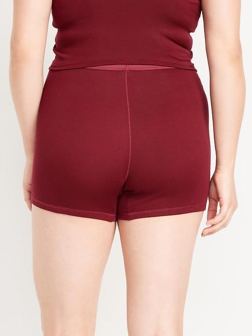 High-Waisted Ribbed Boyshort Briefs -- 3-inch inseam Product Image