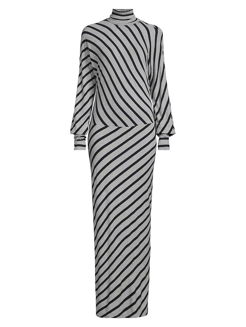 Stripe Knit Turtleneck Maxi Dress Product Image