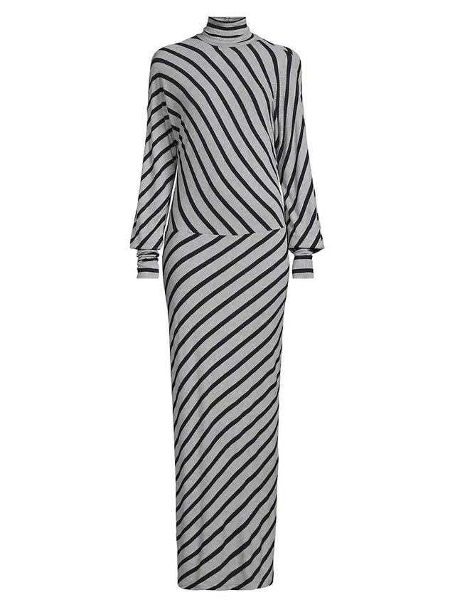 Stripe Knit Turtleneck Maxi Dress Product Image