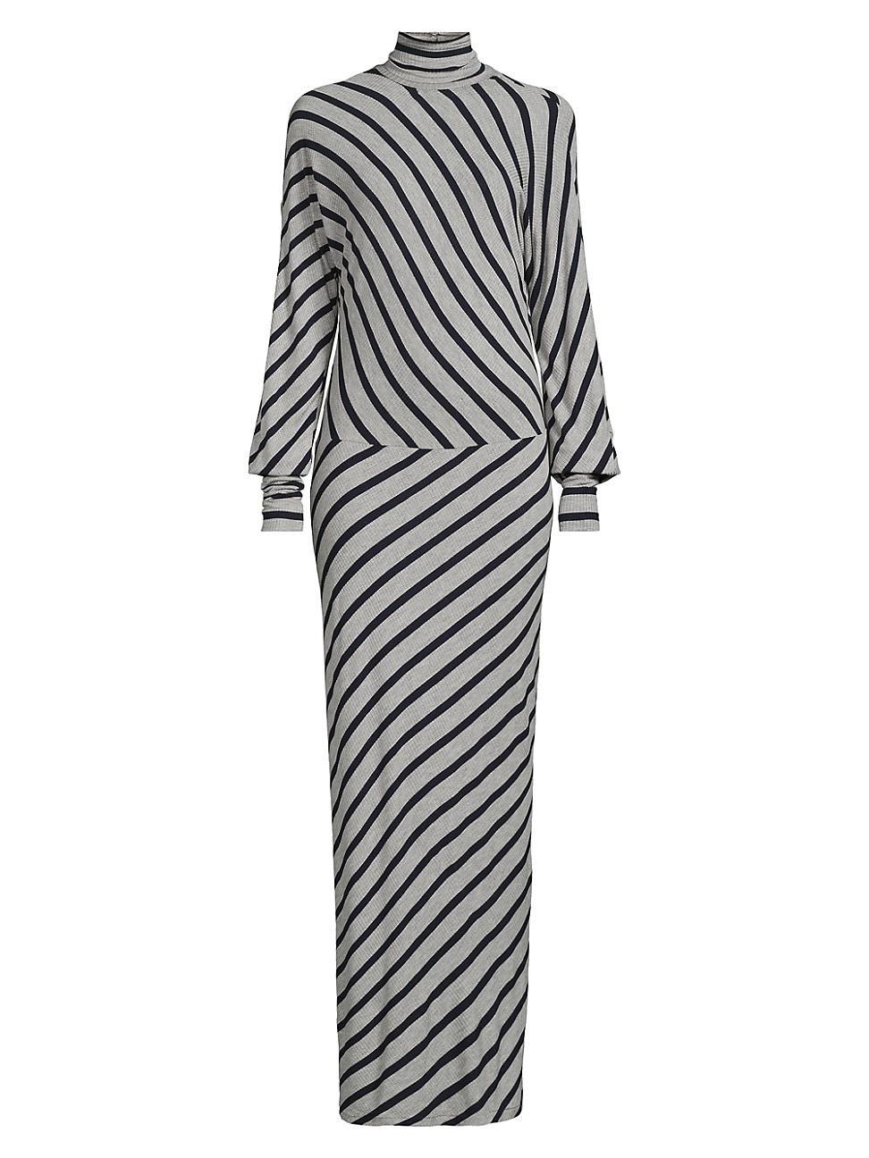 Womens Stripe Knit Turtleneck Maxi Dress Product Image