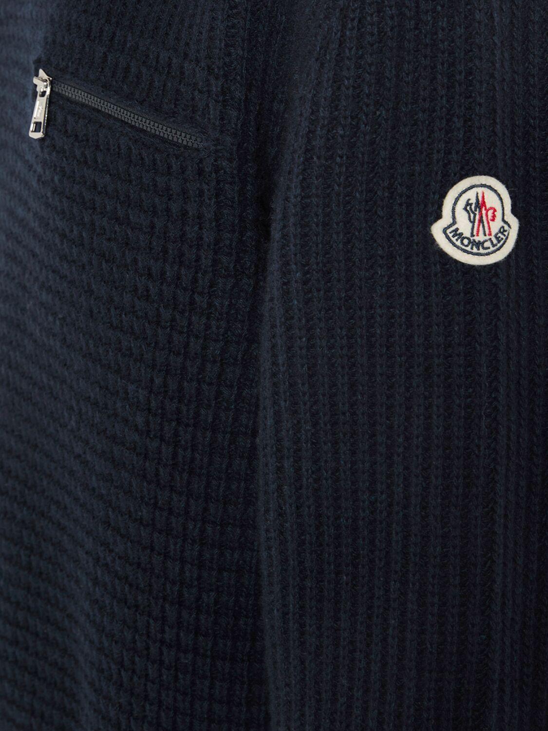 MONCLER Virgin Wool & Cashmere Sweater In Blue Product Image