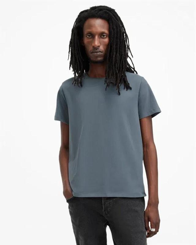 ALLSAINTS Bodega Crew Neck Raw Edge T-shirt In Ashy Blue Product Image