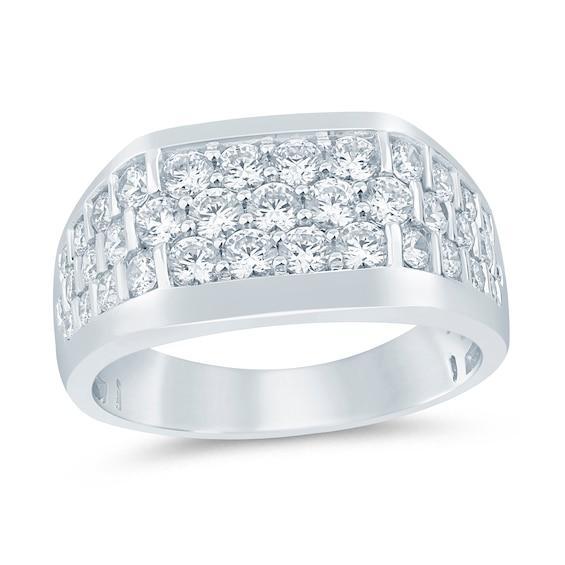 Men's 2 CT. T.w. Certified Lab-Created Diamond Signet Ring in 14K White Gold (F/Si2) Product Image