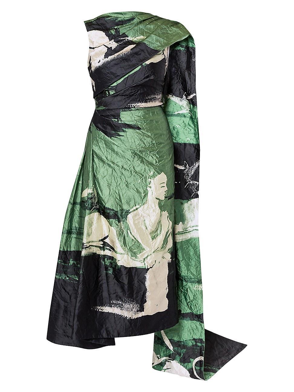 Womens Abstract Scarf Sleeveless Midi-Dress Product Image