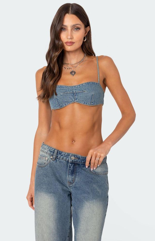 Edikted Women's Brandy Denim Bralette Product Image