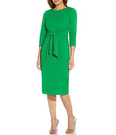 Adrianna Papell Tie Waist Crepe Sheath Dress Product Image