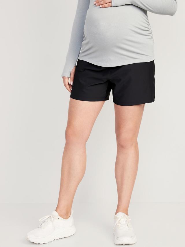 Old Navy Maternity Rollover-Waist PowerSoft Shorts -- 5-inch inseam - Black Jack - female - Size: XL Product Image