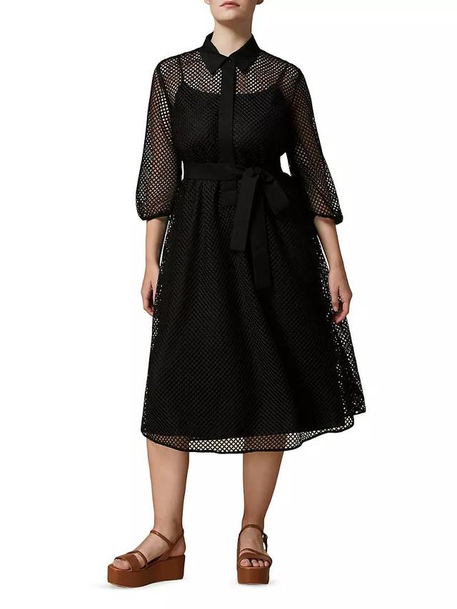 Womens Zarina Belted Mesh & Poplin Dress Product Image