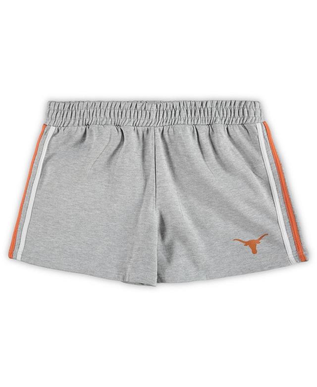 Womens Heathered Gray Texas Longhorns Plus Size 2-Stripes Shorts Product Image