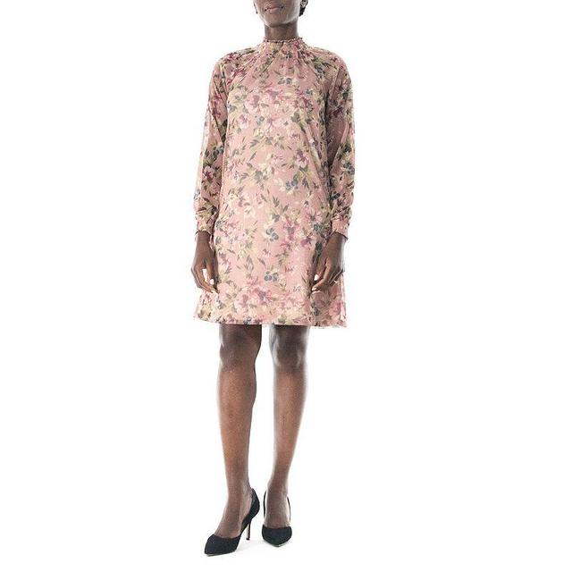 Womens Nina Leonard Floral Print Float Dress Pink Team Product Image