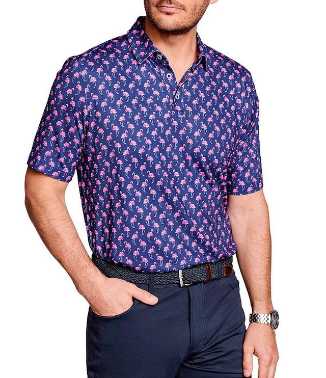 Johnston & Murphy XC4 Flamingo Print Performance Short Sleeve Polo Shirt Product Image