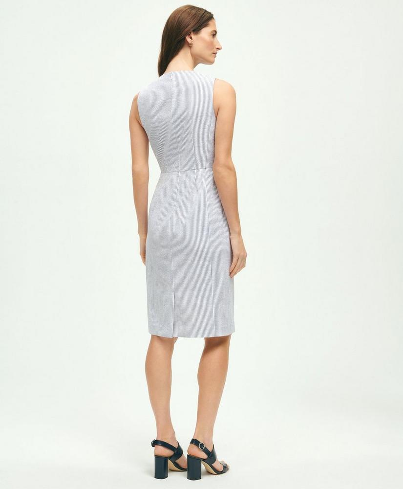 Stretch Cotton Seersucker Sheath Dress Product Image