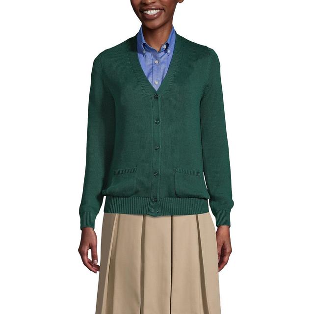 Lands End Womens School Uniform Cotton Modal Button Front Cardigan Sweater Product Image