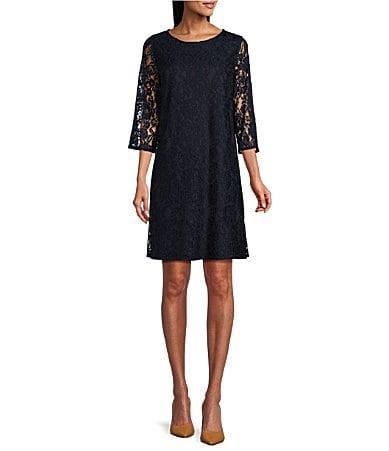 Womens Flora Lace Knit Swing Dress Product Image