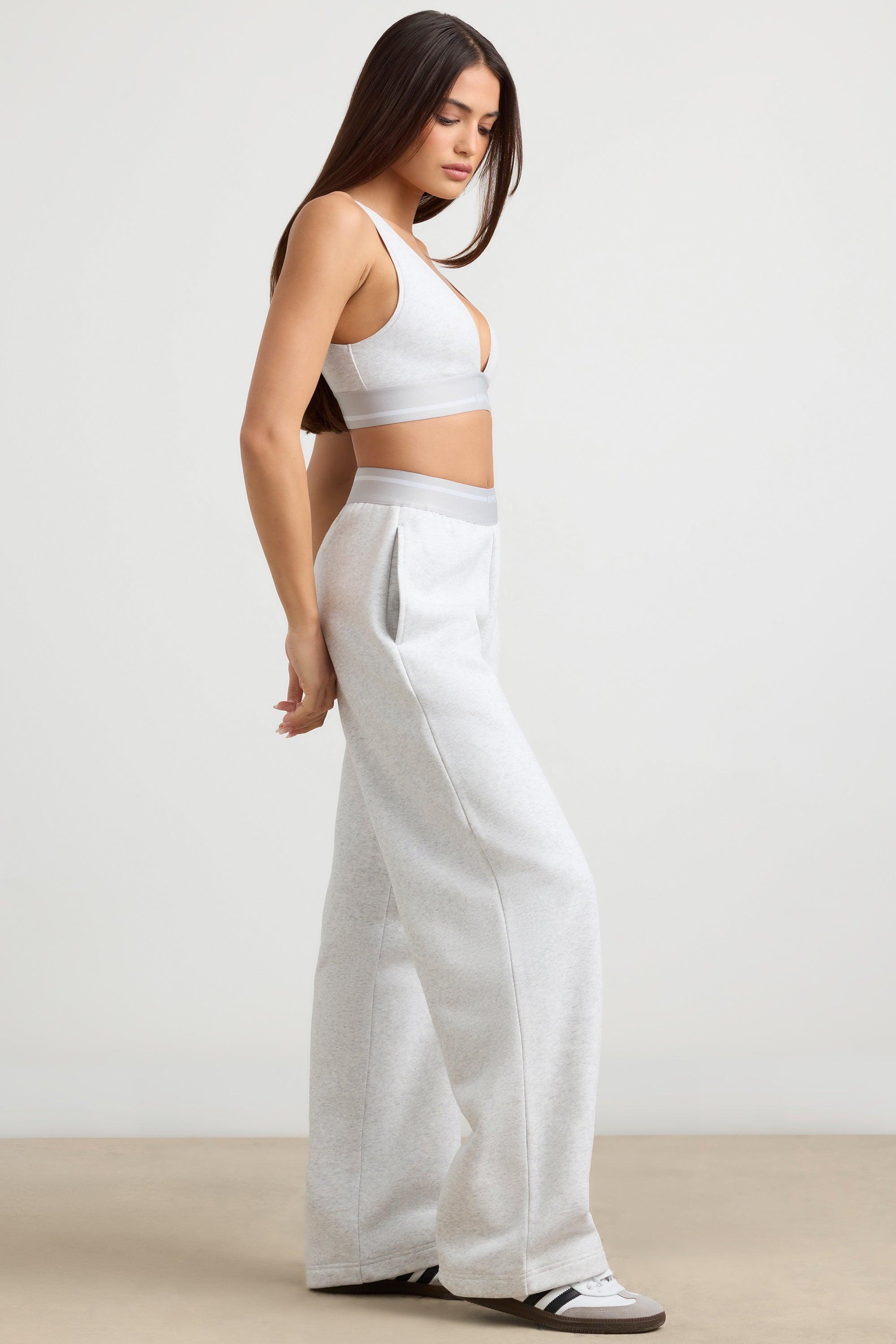 Petite High-Waist Straight-Leg Joggers in Grey Marl Product Image