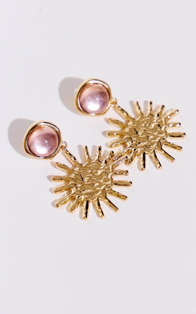  Gold Jeweled Sun Statement Earrings Product Image