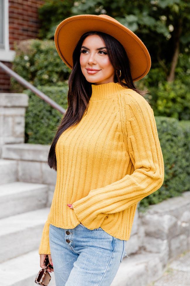 Letting You Go Mustard Chenille Turtleneck Sweater Product Image