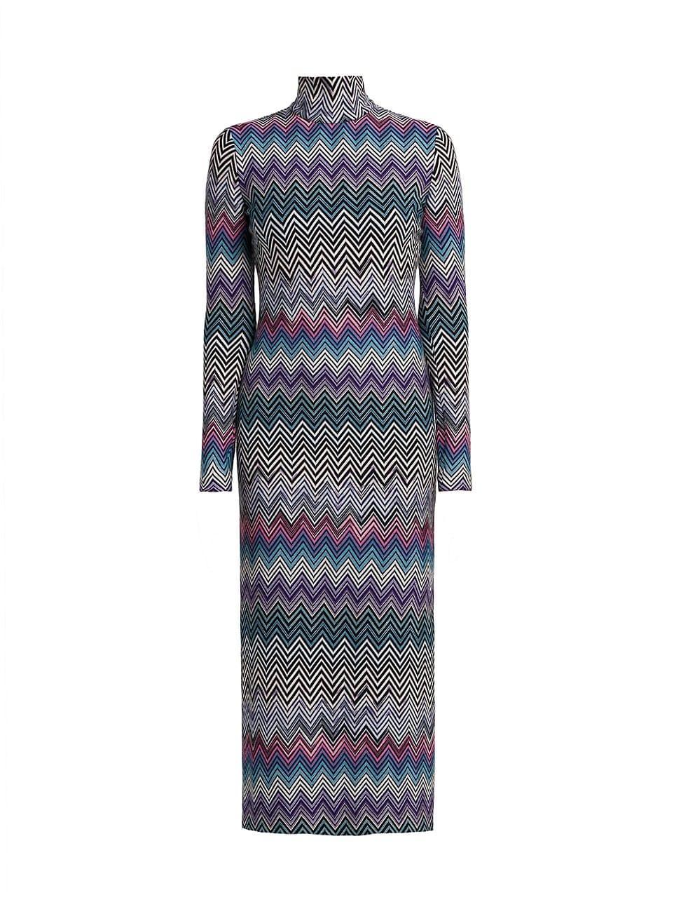 Womens Chevron Wool Midi-Dress Product Image