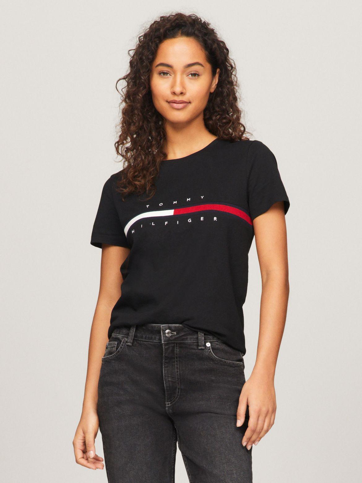 Tommy Hilfiger Women's Embroidered Flag Stripe Logo T-Shirt product image