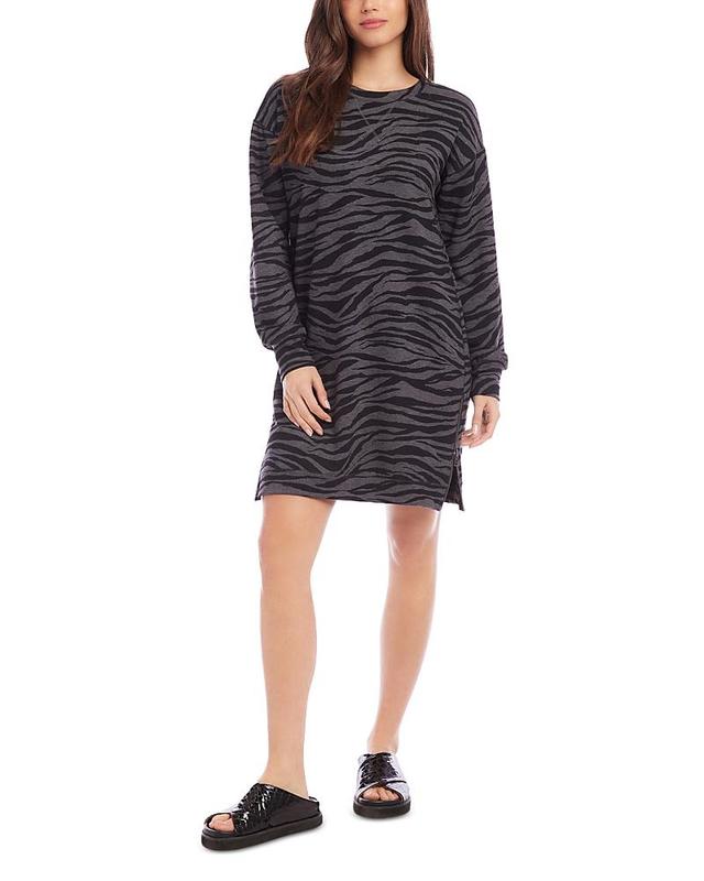 Karen Kane Zebra Zip Hem Long Sleeve Sweatshirt Minidress Product Image