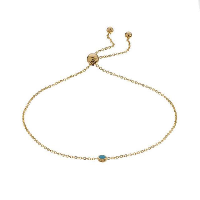 Color Romance 14k Gold Simulated Turquoise Bead Adjustable Bracelet, Womens Product Image