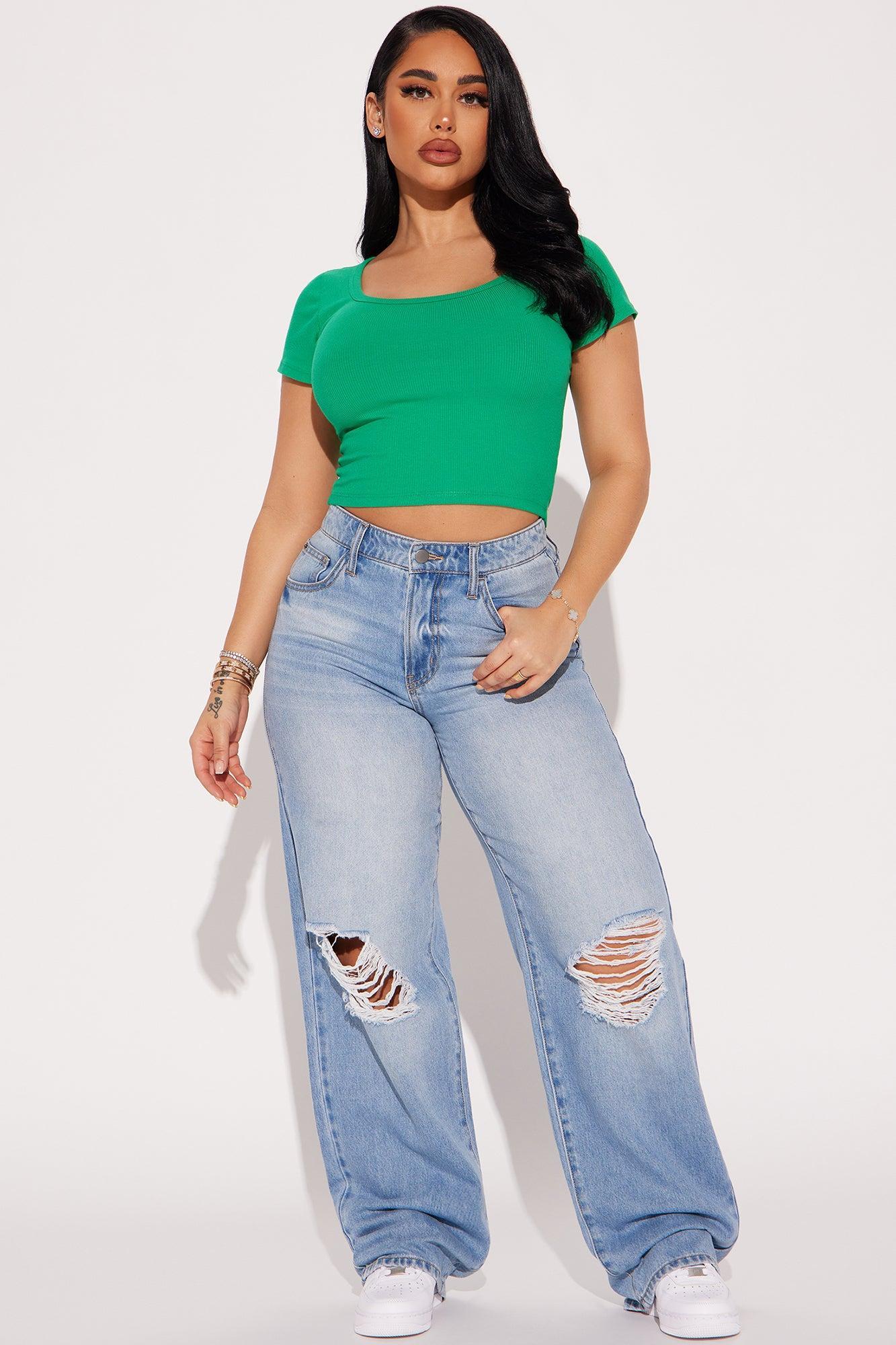 Amelia Scoop Neck Top - Kelly Green Product Image