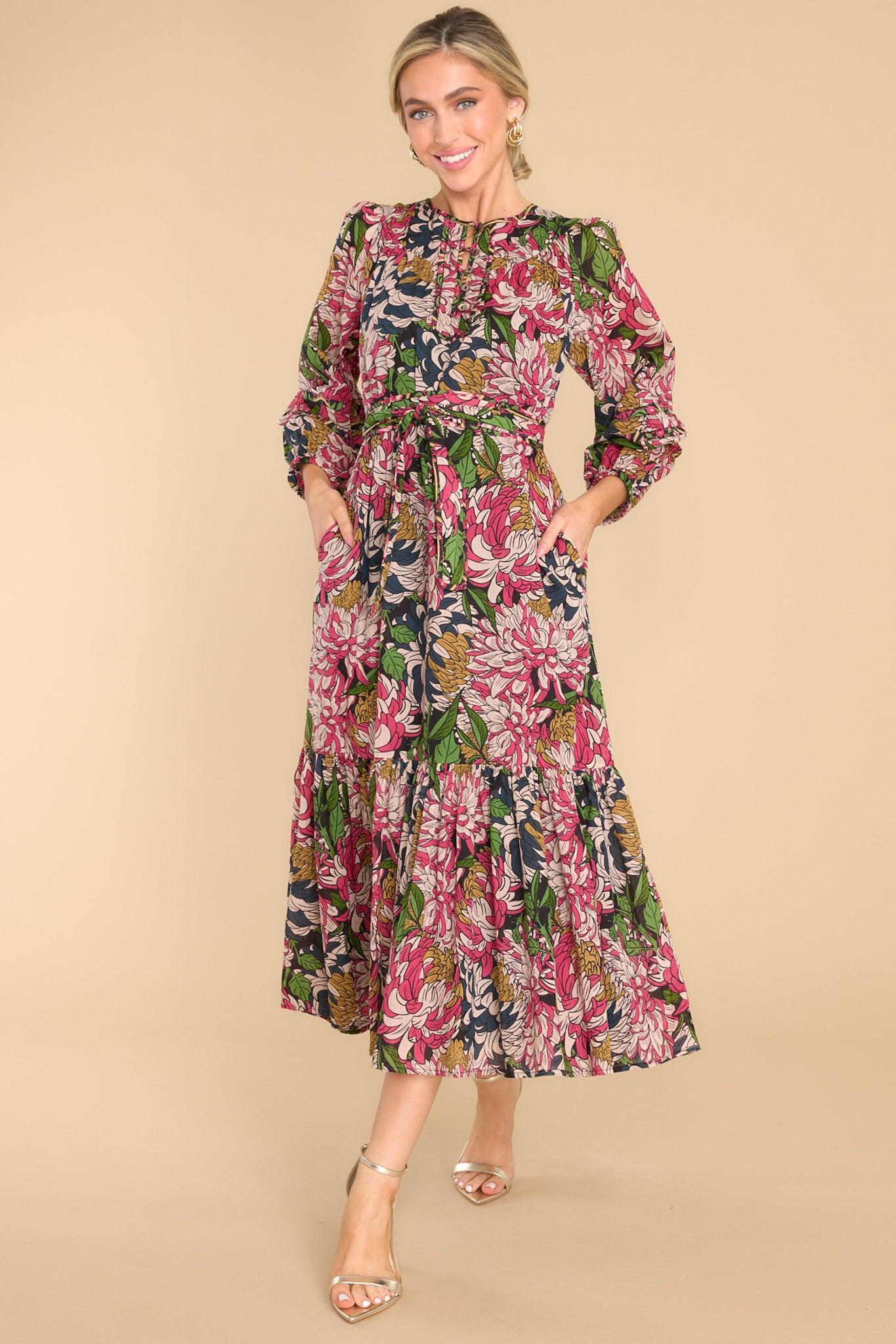 Maeve Peony Midi Dress Navy Product Image