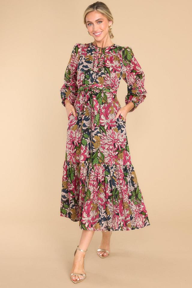 Maeve Peony Midi Dress Navy Product Image