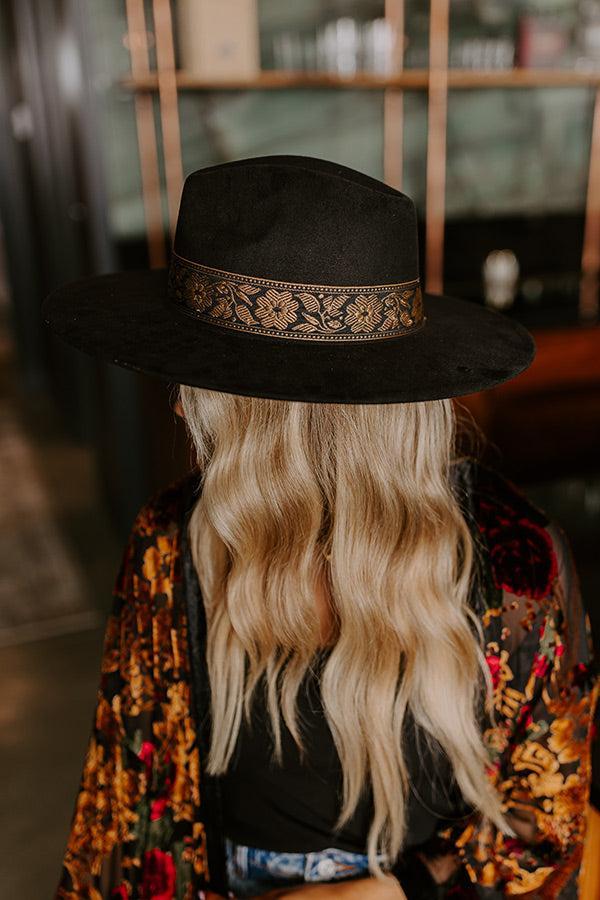 Posh Moment Faux Suede Fedora in Black Product Image