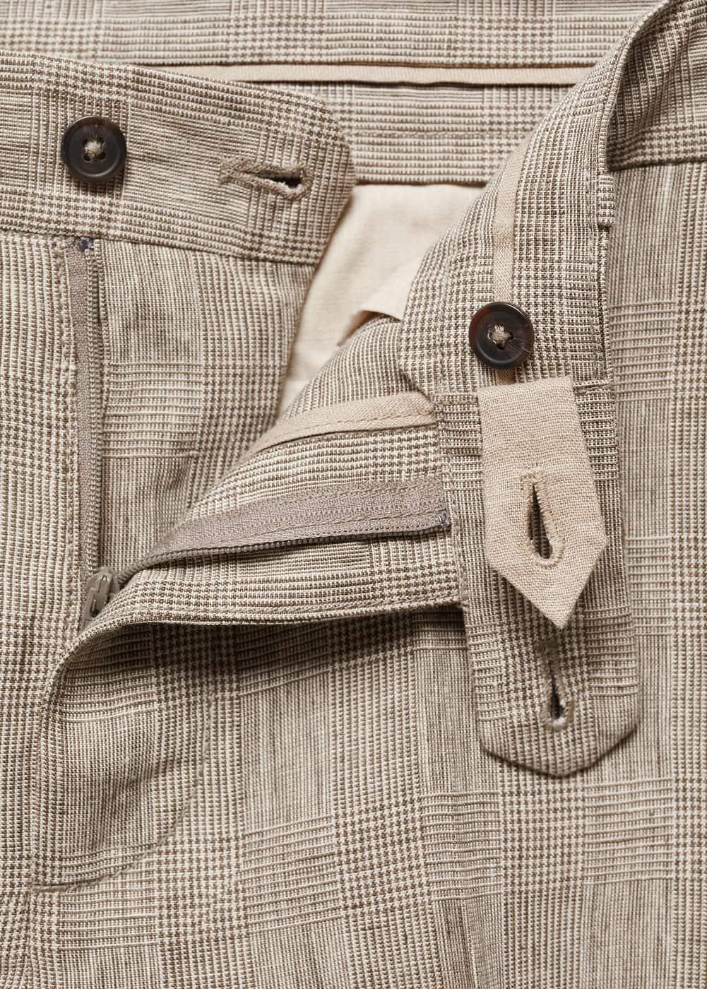 Mango Mens 100% Linen Prince Of Wales Check Trousers Product Image