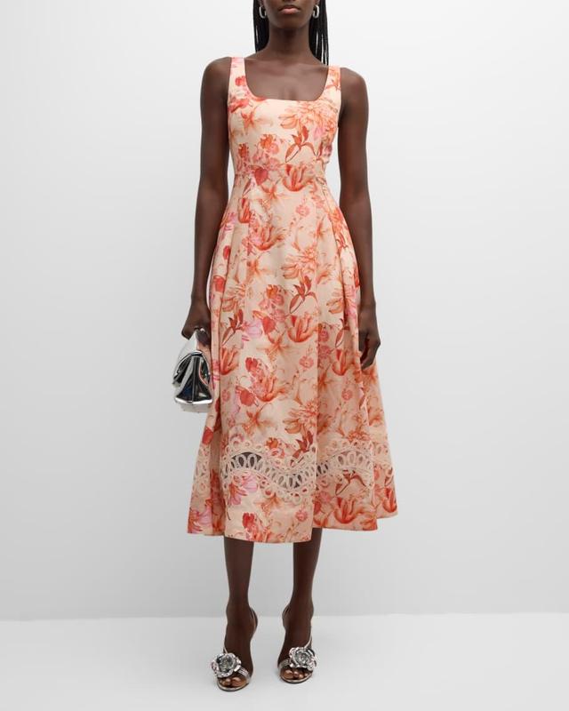 Umbria Pleated Floral-Print Midi Dress Product Image