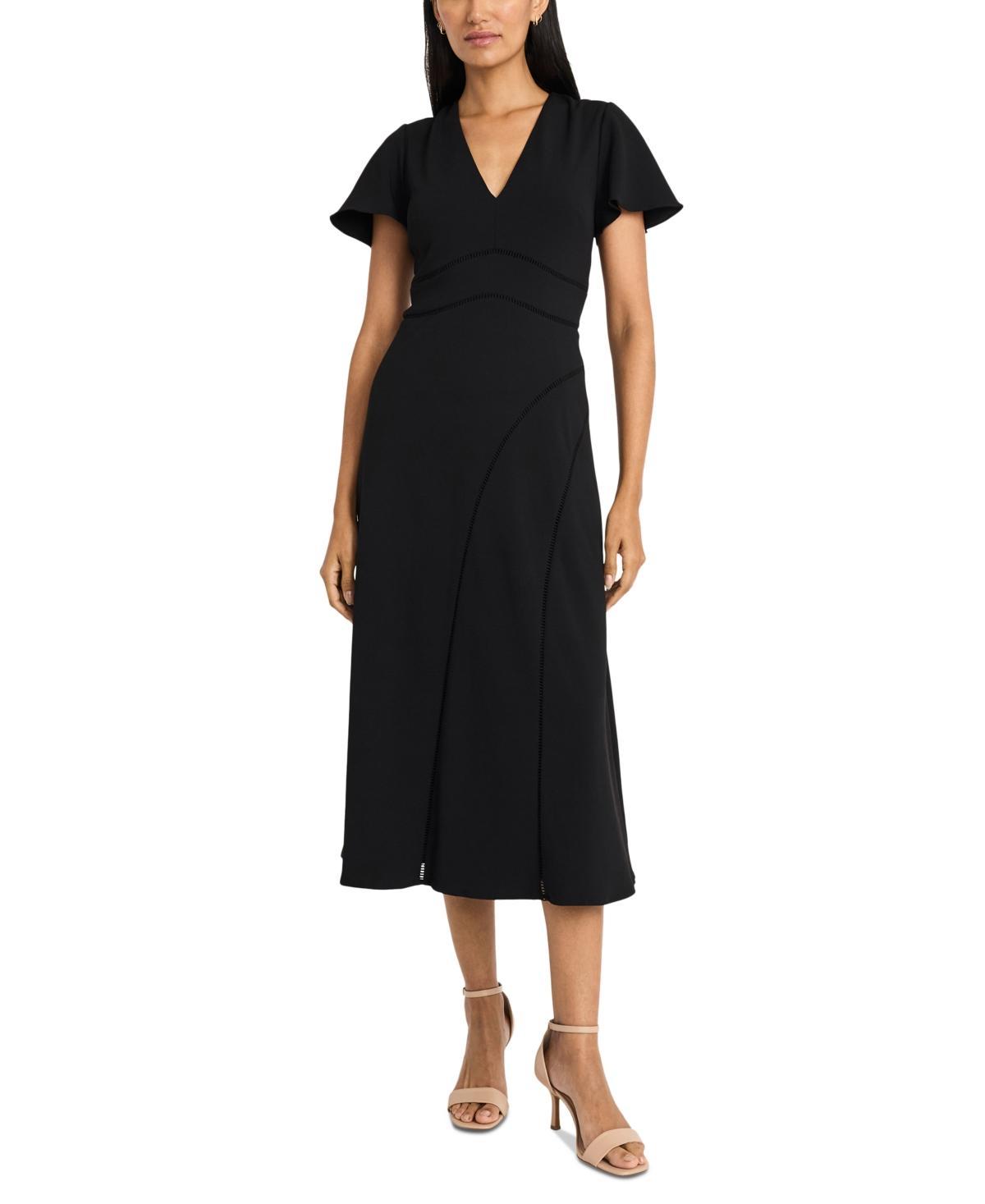 Maggy London Womens Flutter-Sleeve Midi Dress Product Image