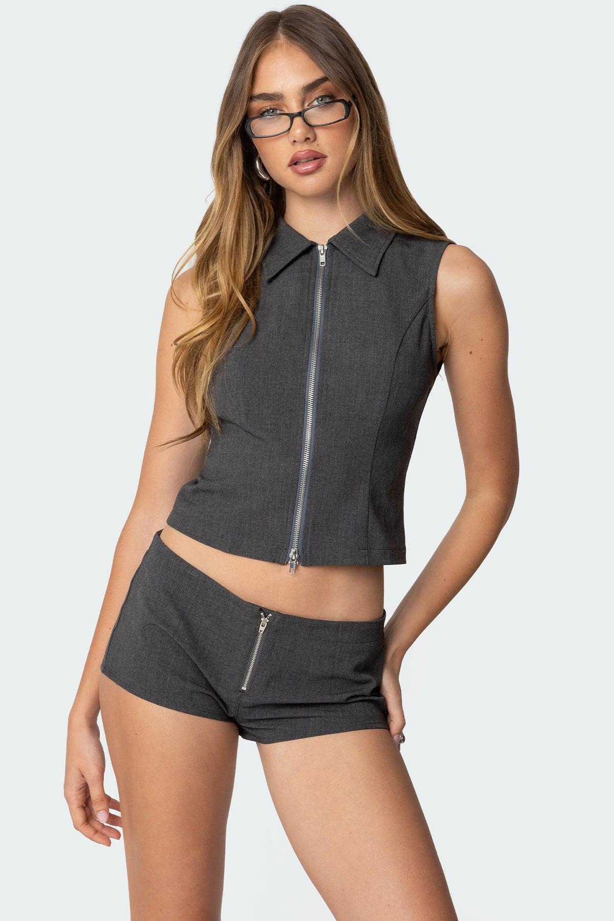 Allie Collared Zip Up Top Product Image