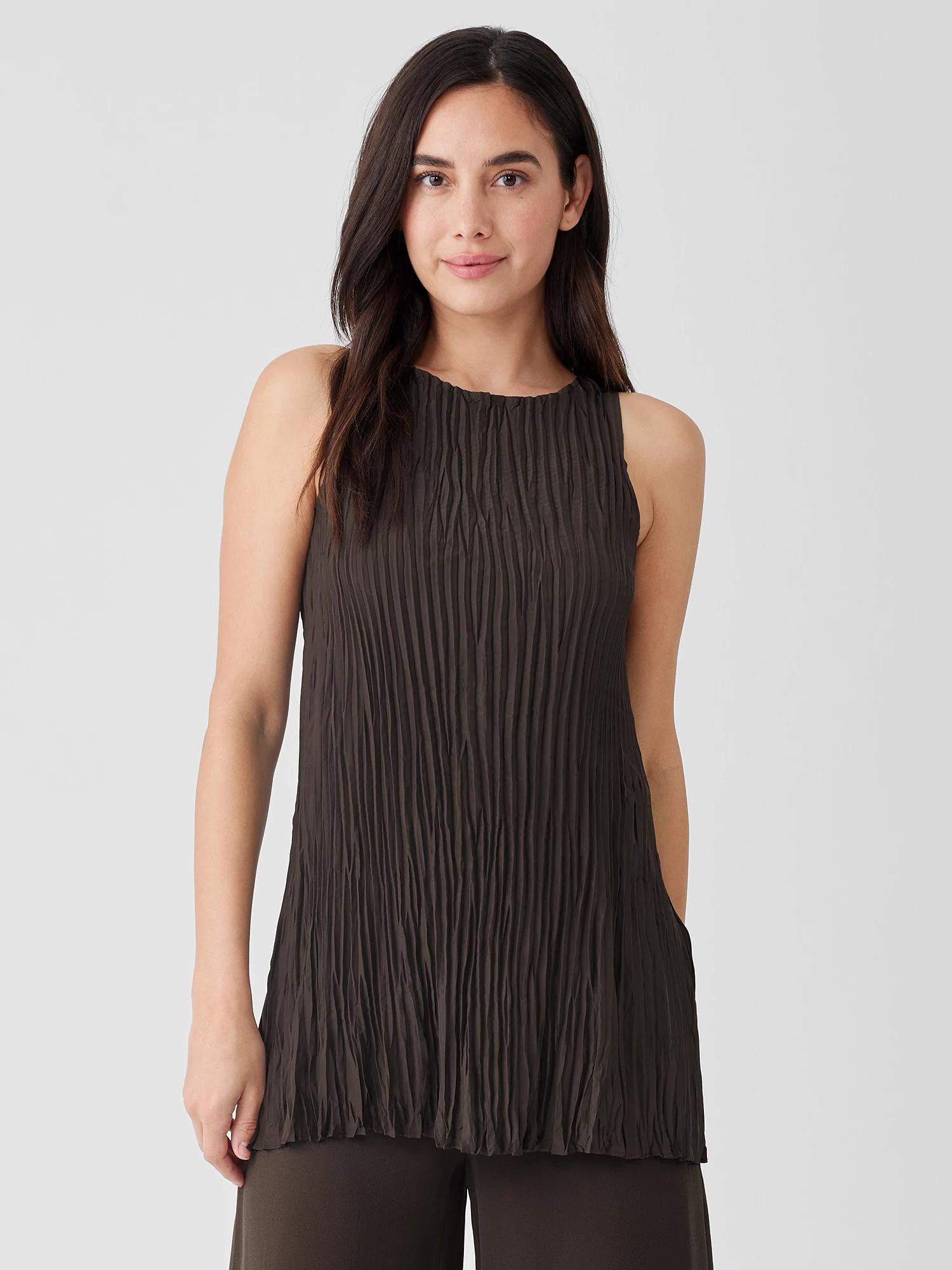 EILEEN FISHER Crushed Silk Long Tankfemale Product Image