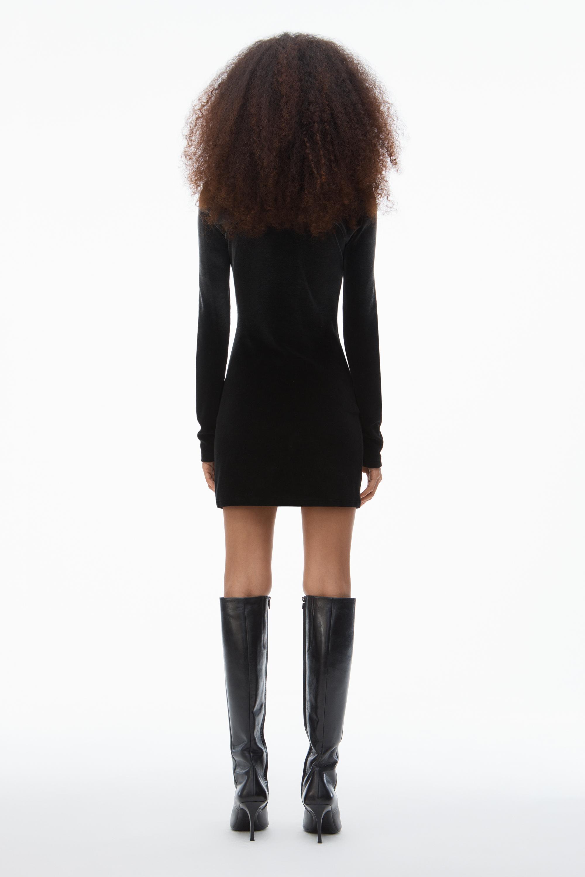 Long-sleeve Minidress In Plush Velour Product Image