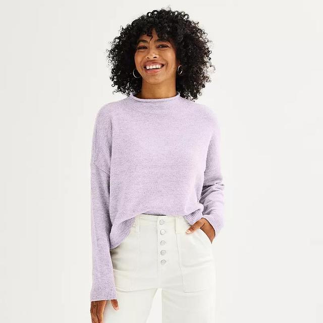 Womens Sonoma Goods For Life Funnel Neck Sweater Sonoma Lilac Grey Product Image