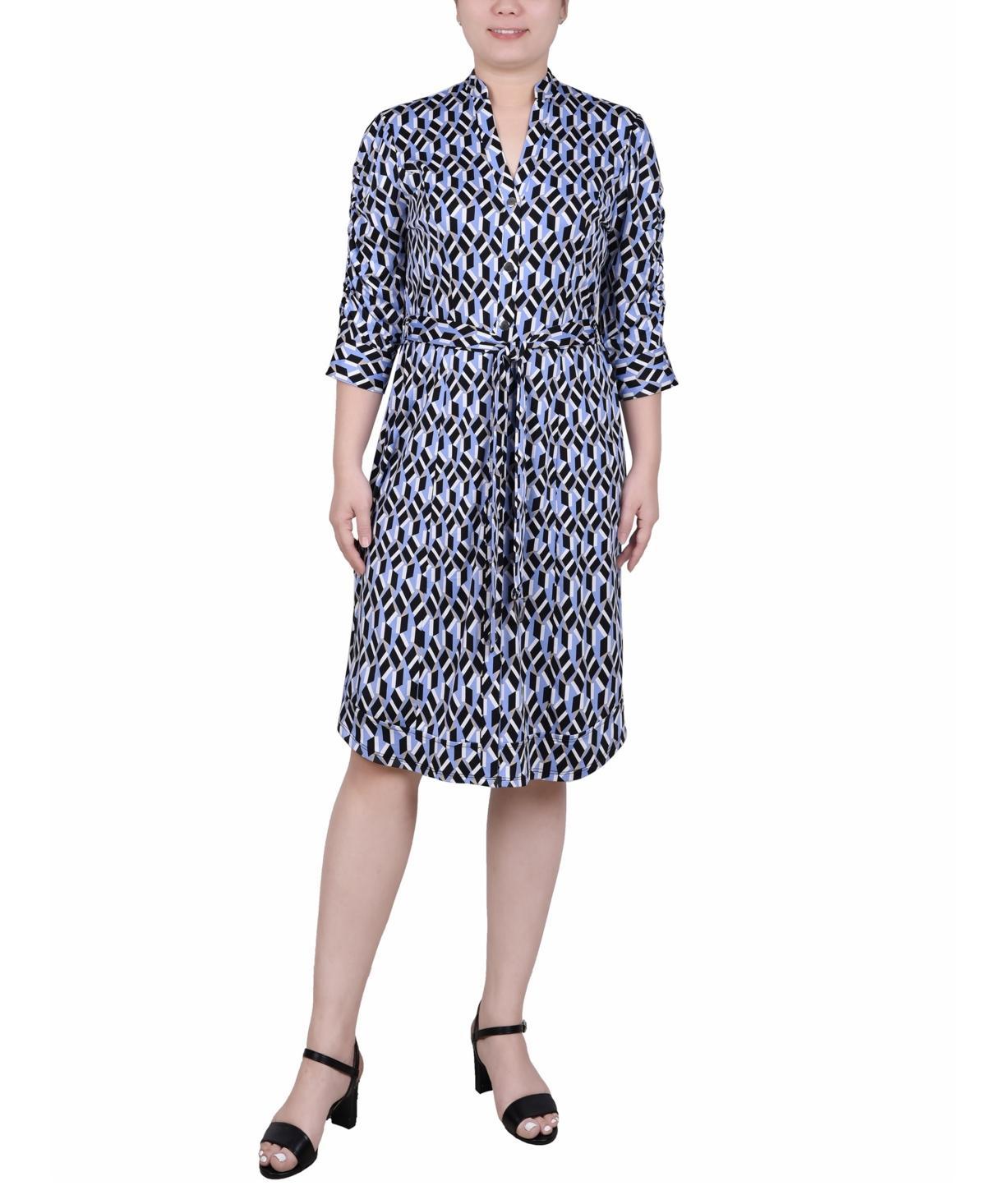 Ny Collection Petite Elbow Sleeve Y Neck Shirtdress Product Image