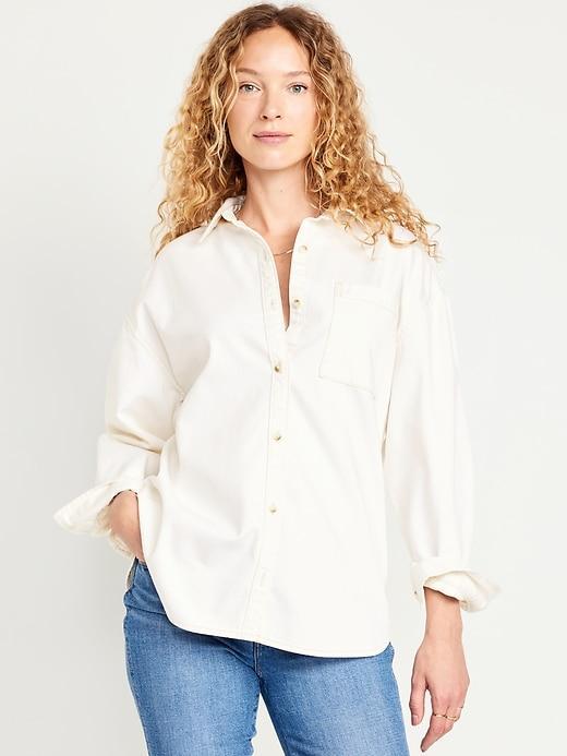 Boyfriend Button-Down Jean Tunic Product Image