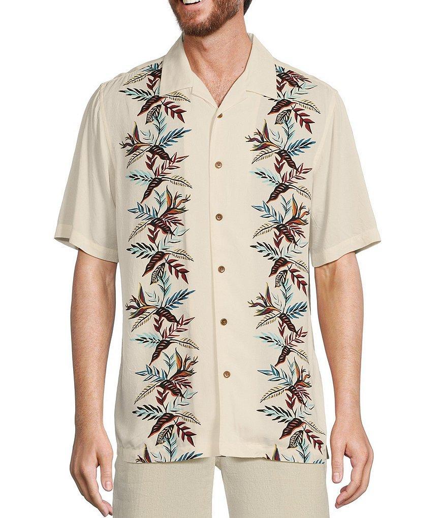 Caribbean Leaf Panel Printed Short Sleeve Woven Camp Shirt product image