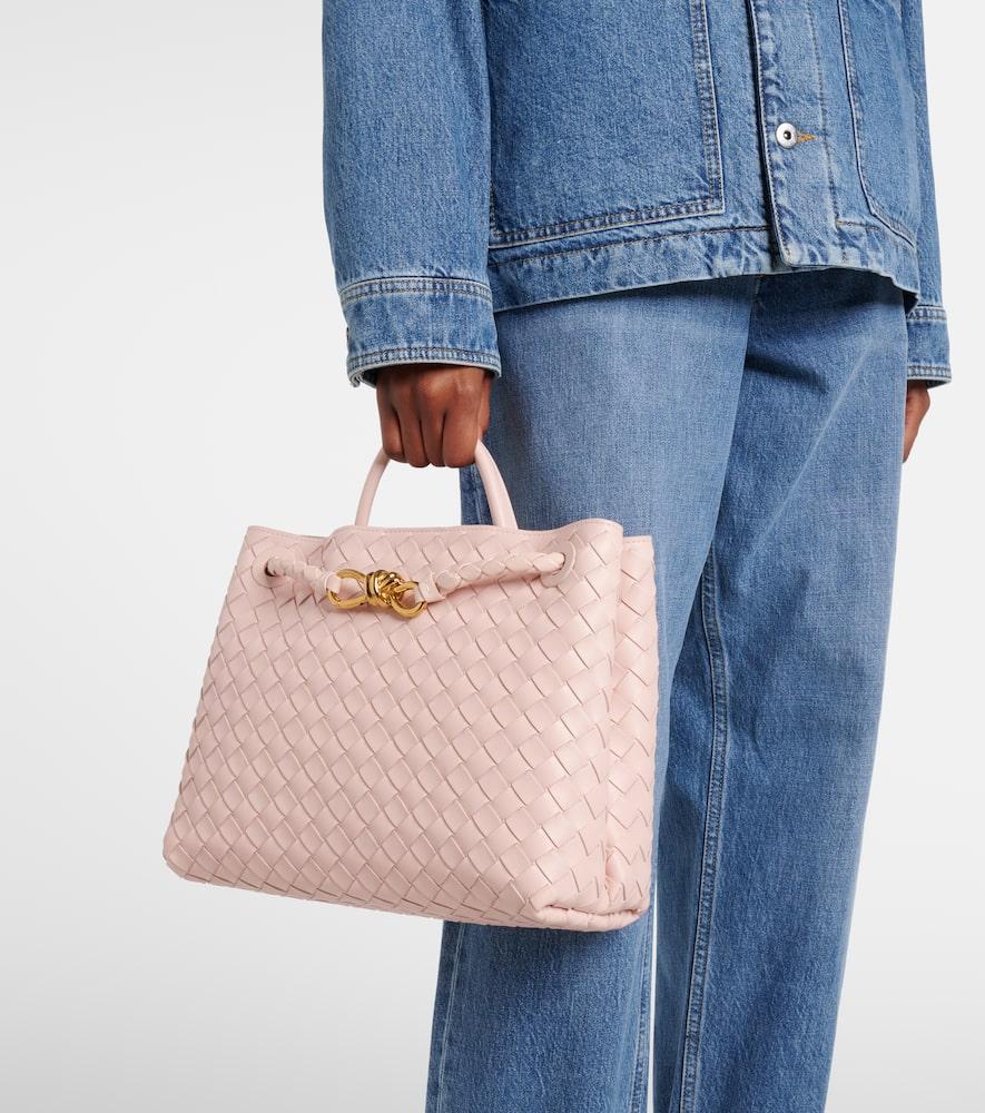 BOTTEGA VENETA Andiamo Medium Intrecciato Leather Tote Bag In Pink Product Image