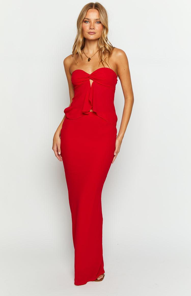 Jacqulin Red Maxi Skirt Product Image