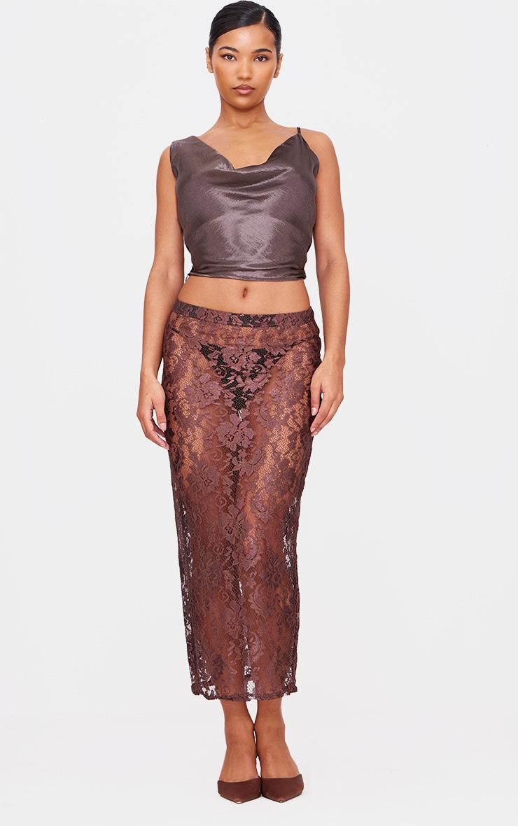 Chocolate Lace Maxi Skirt Product Image