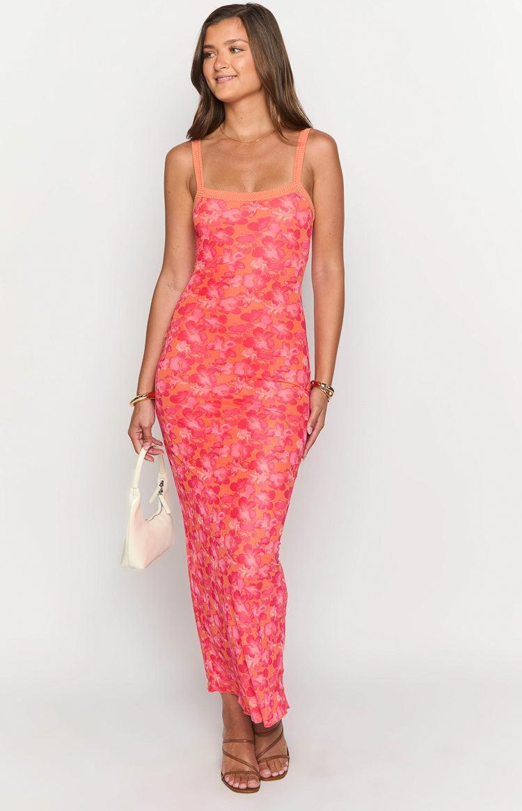 Kelly Orange Floral Maxi Dress Product Image