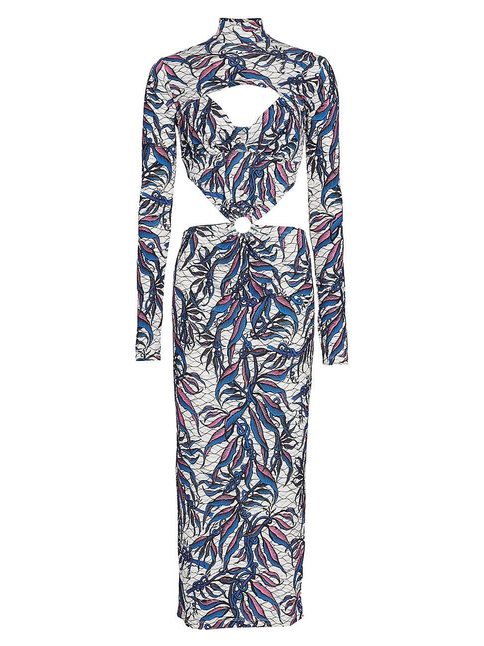 Womens Printed Cut-Out Maxi Dress Product Image