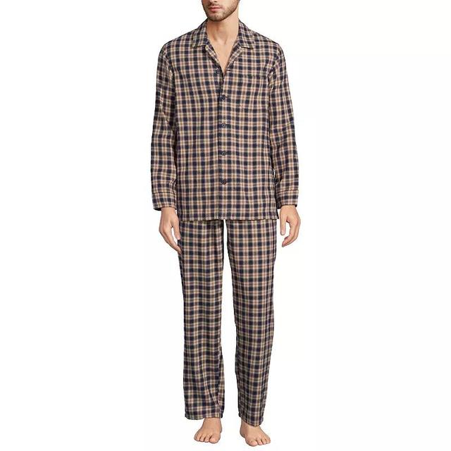 Mens Lands End Flannel Pajama Shirt & Pajama Pants Sleep Set Dark Red Product Image