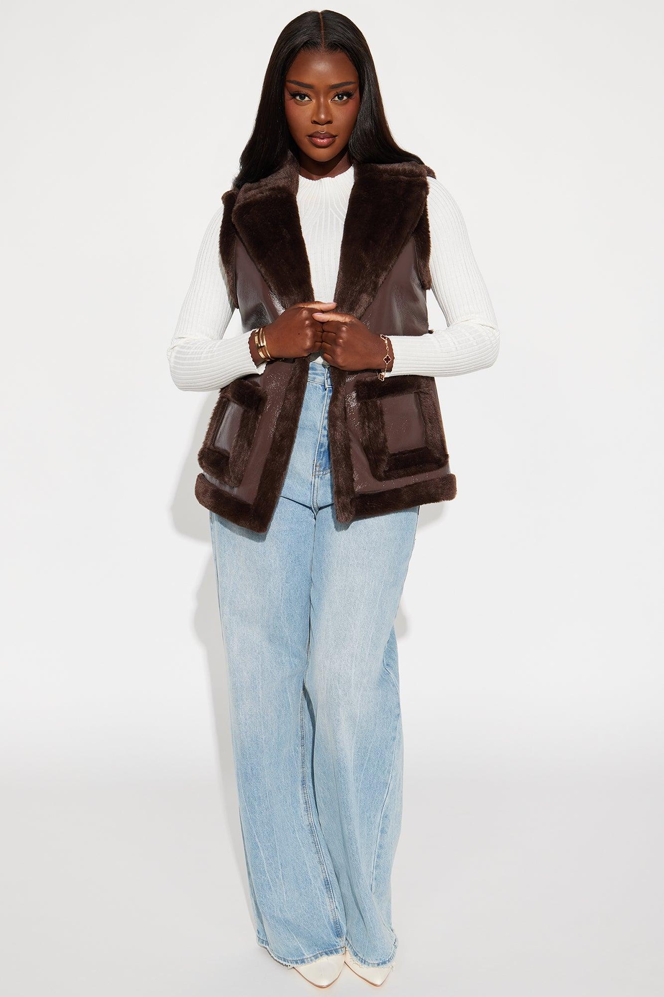 Rule Breaker Shearling Vest - Chocolate Product Image