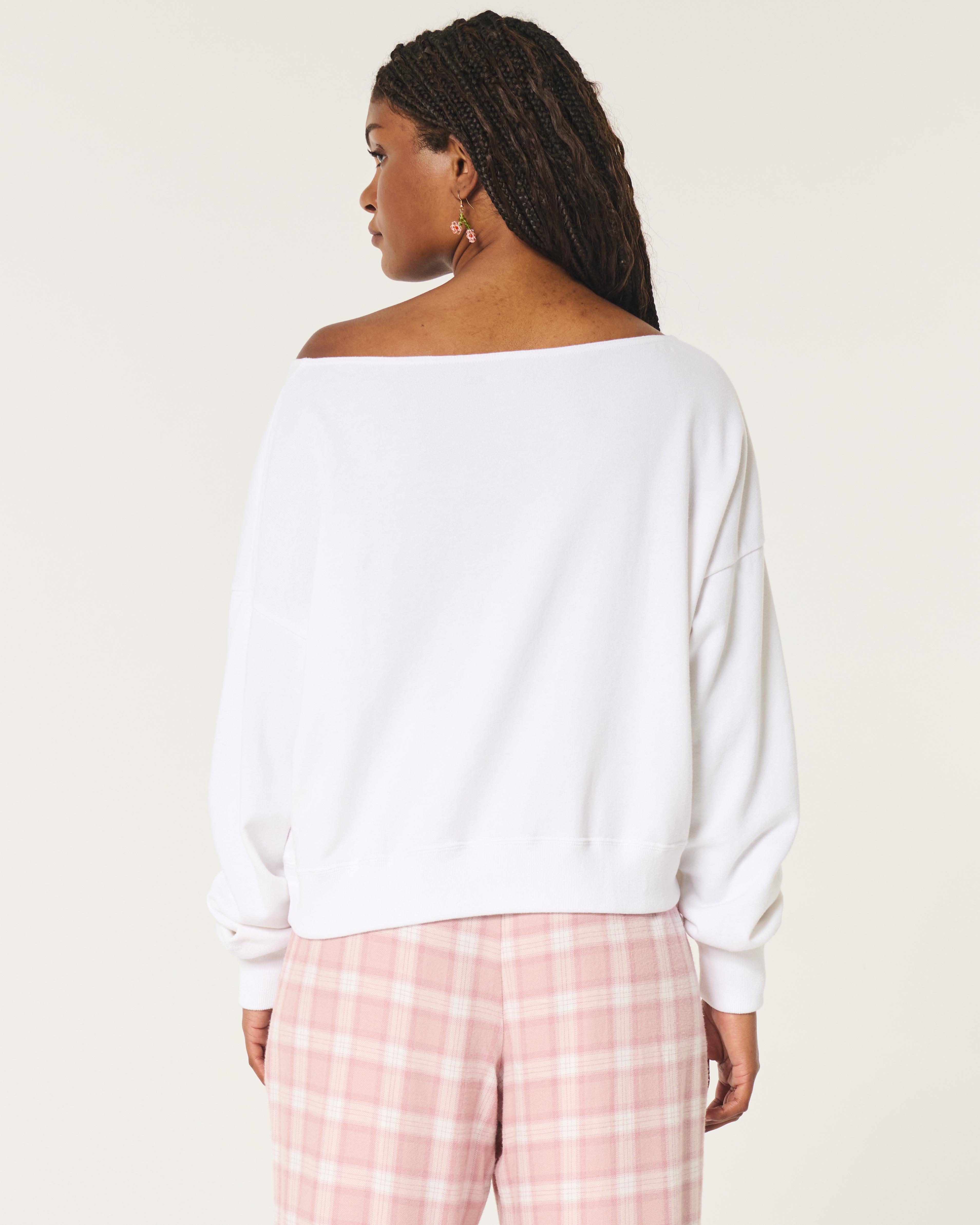 Easy Off-the-Shoulder Terry Sweatshirt Product Image